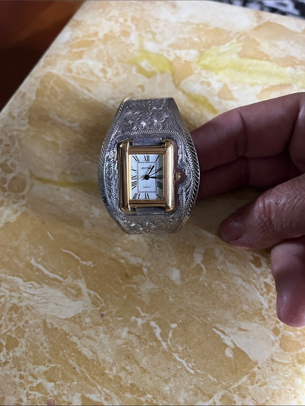 Silver-Tone and Gold Accent Women's Bracelet Watch